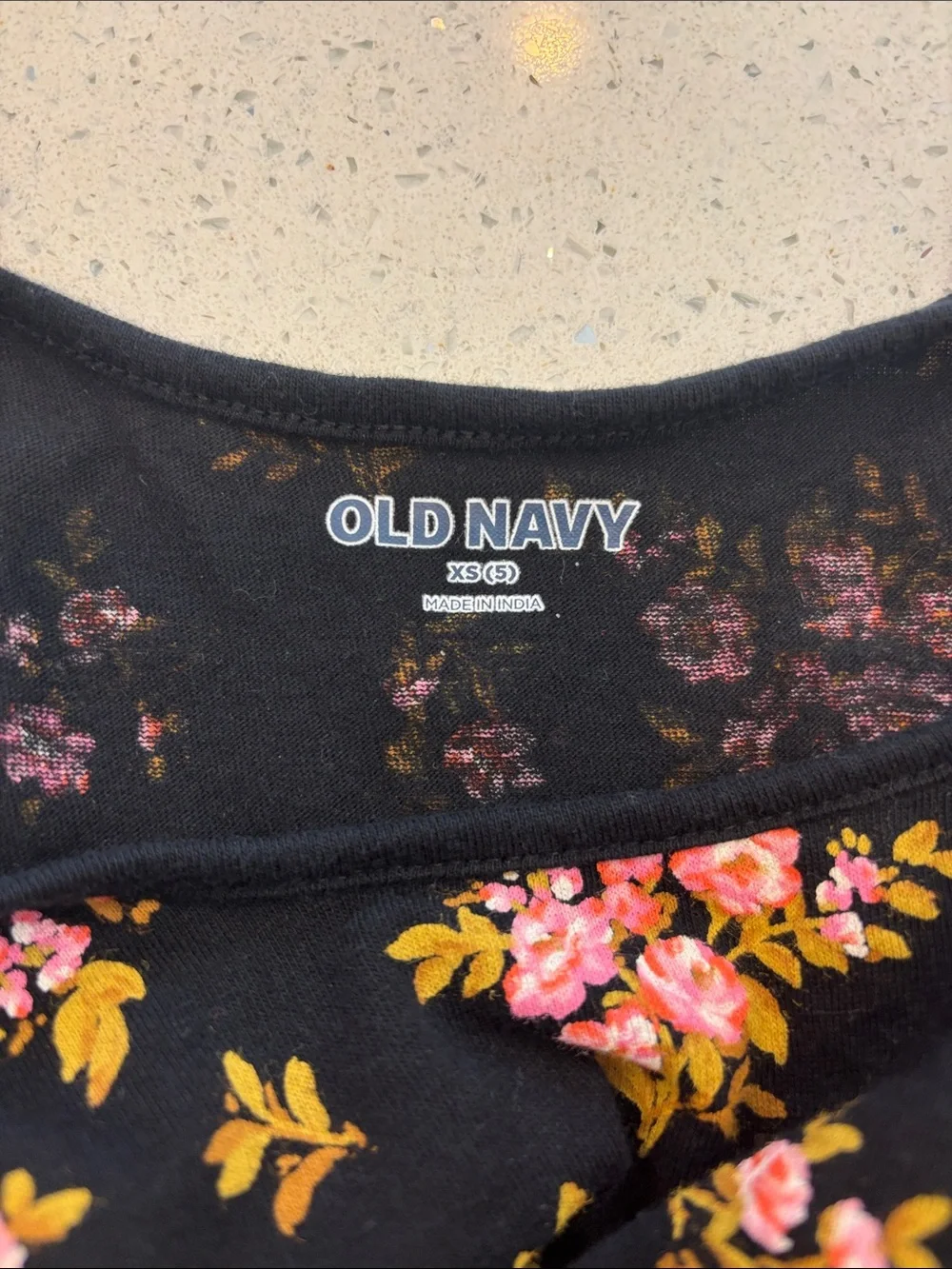 Old Navy Navy Dress with Pink Floral Print